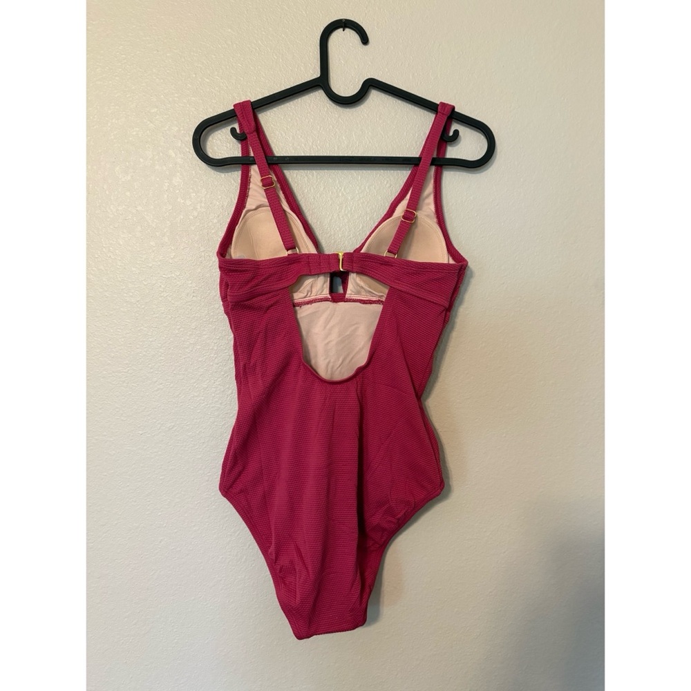 Kona Sol | NWOT Mauve One Piece Tie Front Textured Swimsuit - Picture 7 of 10
